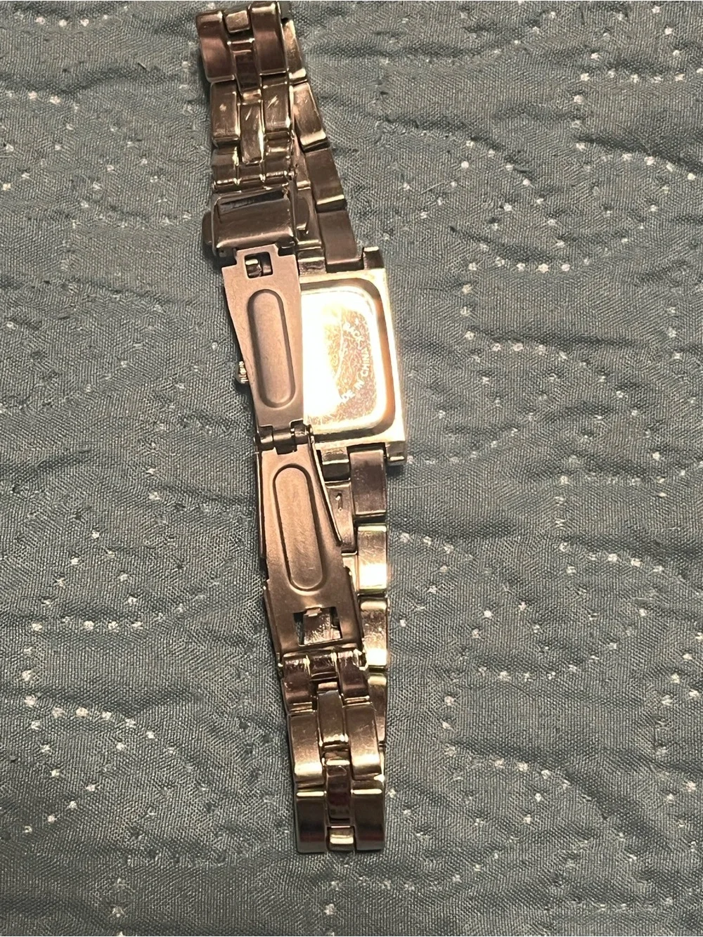 Silver Rectangular Link Bracelet Watch - Picture 2 of 2